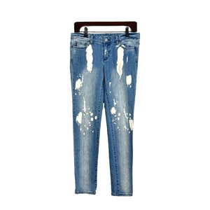 Michael Kors light wash bleach spotted skinny jeans 4